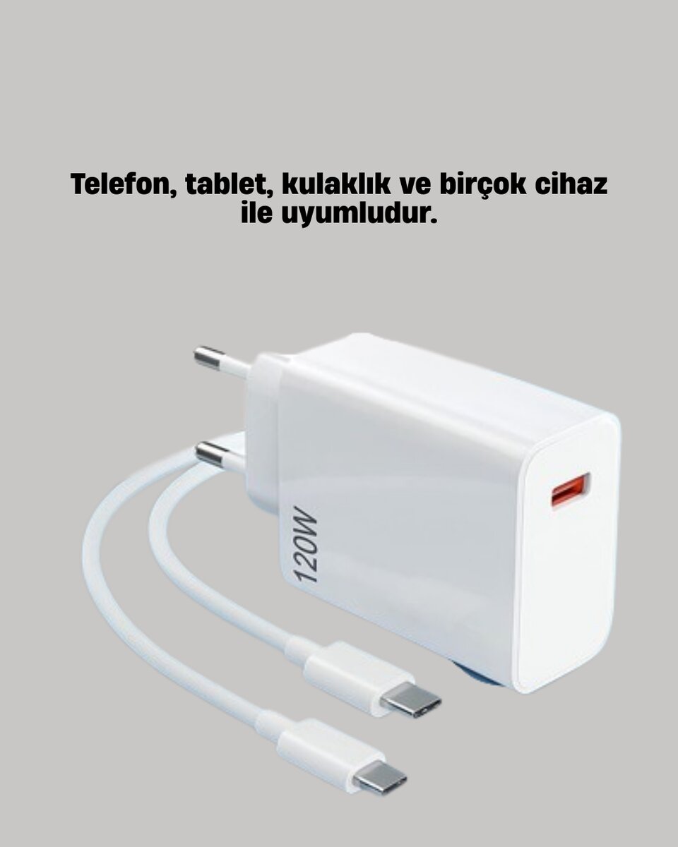 120W Güçlü Hızlı Şarj Adaptörü ve Type-C Kablo Seti – Güvenli Şarj Teknolojisi 120W Güçlü Hızlı Şarj Adaptörü ve Type-C Kablo Seti – Güvenli Şarj Teknolojisi