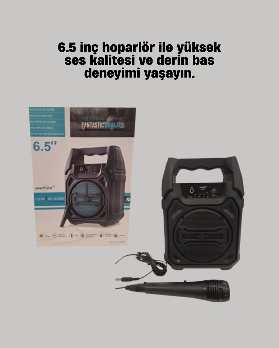 6.5 İnç Bluetooth Hoparlör Mikrofonlu Taşınabilir Karaoke ve Parti Sistemi 6.5 İnç Bluetooth Hoparlör Mikrofonlu Taşınabilir Karaoke ve Parti Sistemi