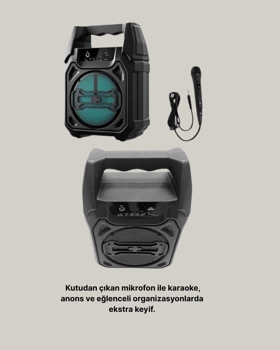 6.5 İnç Bluetooth Hoparlör Mikrofonlu Taşınabilir Karaoke ve Parti Sistemi 6.5 İnç Bluetooth Hoparlör Mikrofonlu Taşınabilir Karaoke ve Parti Sistemi