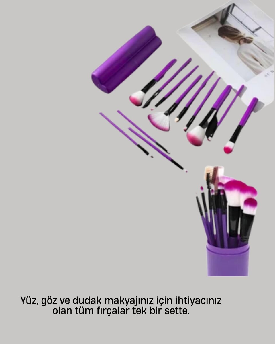 12’li Makyaj Fırça Seti Fondöten Allık Far Karıştırma İçin Tam Uyumlu 12’li Makyaj Fırça Seti Fondöten Allık Far Karıştırma İçin Tam Uyumlu