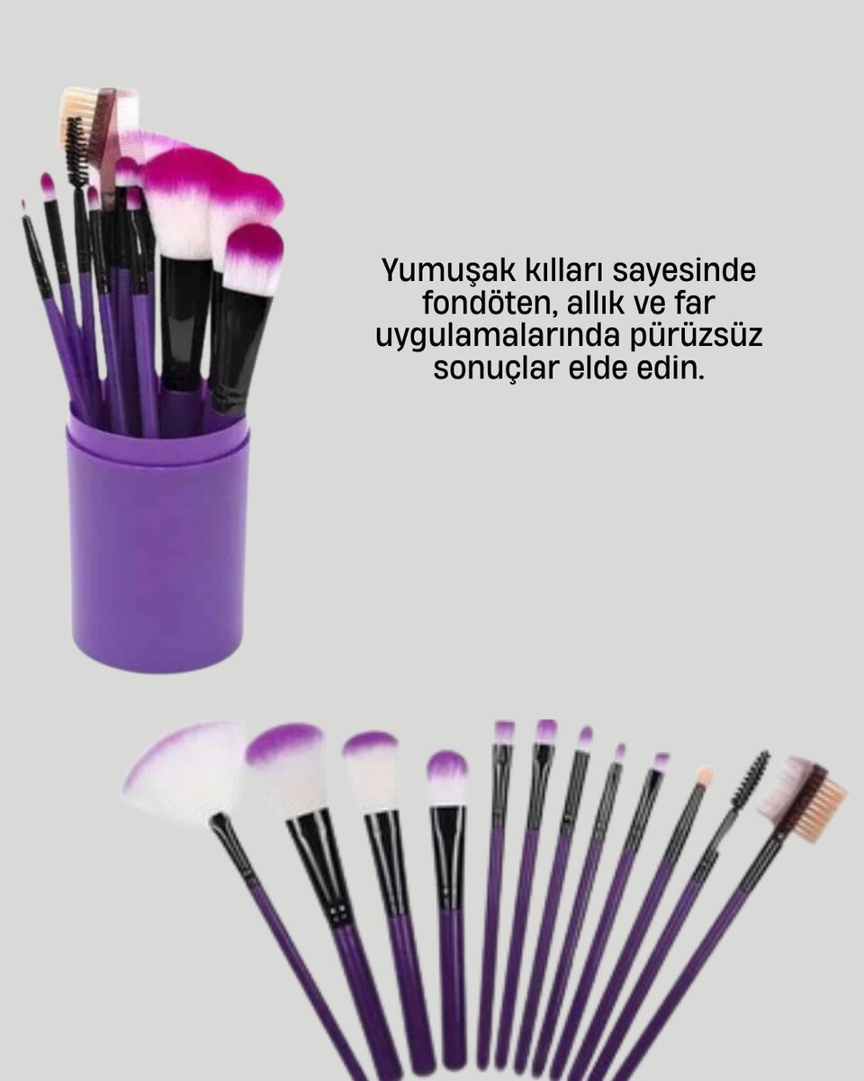12’li Makyaj Fırça Seti Fondöten Allık Far Karıştırma İçin Tam Uyumlu 12’li Makyaj Fırça Seti Fondöten Allık Far Karıştırma İçin Tam Uyumlu