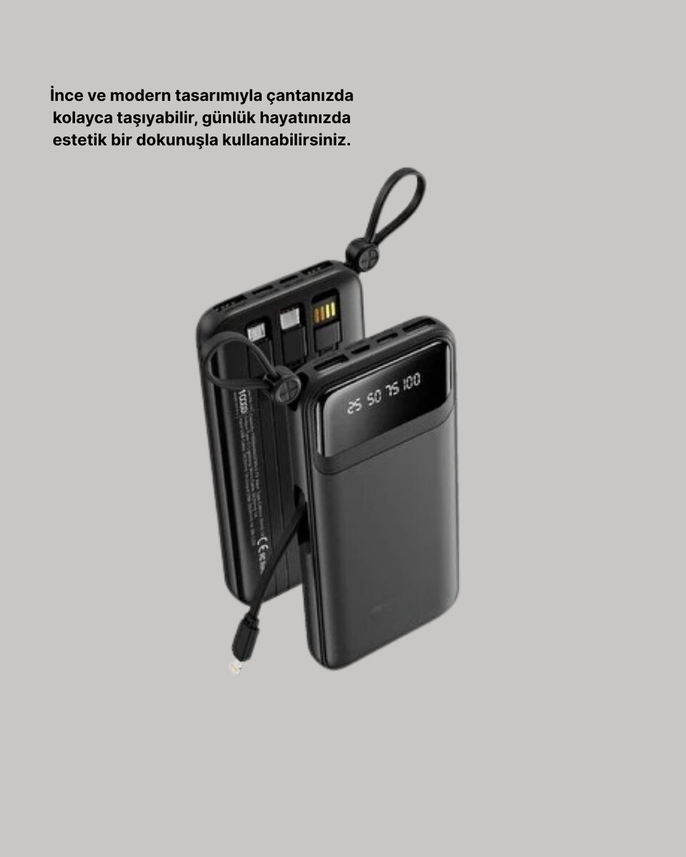 20.000 mAh 4 Çıkışlı LED Göstergeli Hızlı Şarj Powerbank 20.000 mAh 4 Çıkışlı LED Göstergeli Hızlı Şarj Powerbank