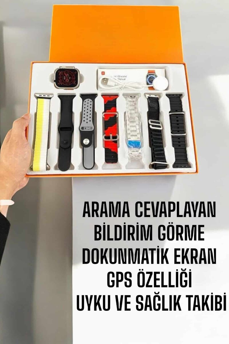 Akıllı Saat 7 Farklı Kordonlu Arama Cevaplayan Bildirim GPS Özelliği Akıllı Saat 7 Farklı Kordonlu Arama Cevaplayan Bildirim GPS Özelliği