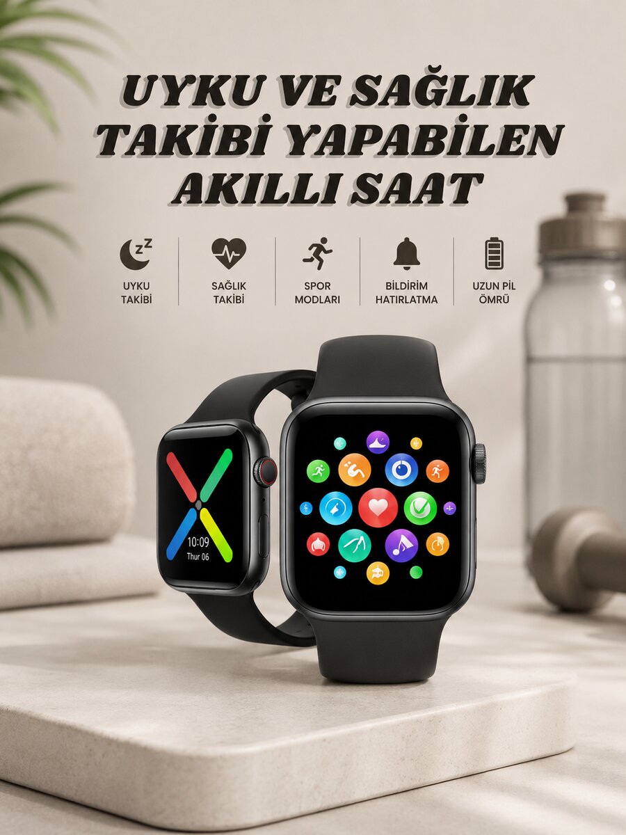 Akıllı Saat Wireless Şarj Yüksek Çözünürlüklü Müzik Dinleme Sesli Cevaplama
