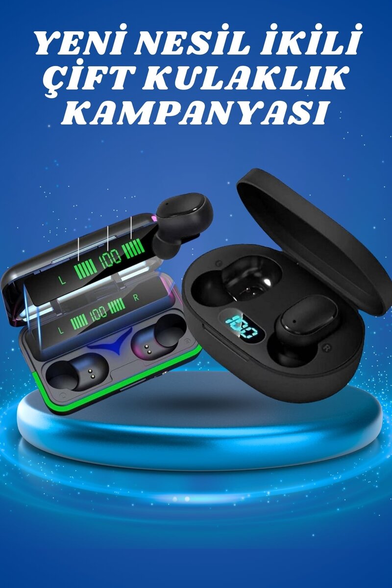 İkili Bluetooth Kulaklık Dijital Göstergeli Uzun Pil Ömrü Yüksek Ses Kaliteli İkili Bluetooth Kulaklık Dijital Göstergeli Uzun Pil Ömrü Yüksek Ses Kaliteli