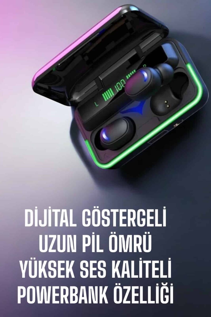 Powerbank Özellikli Kablosuz Bluetooth Kulaklık RGB Işıklı Powerbank Özellikli Kablosuz Bluetooth Kulaklık RGB Işıklı