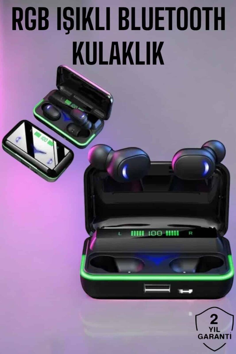 Powerbank Özellikli Kablosuz Bluetooth Kulaklık RGB Işıklı Powerbank Özellikli Kablosuz Bluetooth Kulaklık RGB Işıklı