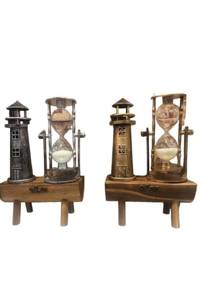 Deniz Feneri Kum Saati Ahşap Görünümlü Vintage Tarz Biblo Deniz Feneri Kum Saati Ahşap Görünümlü Vintage Tarz Biblo