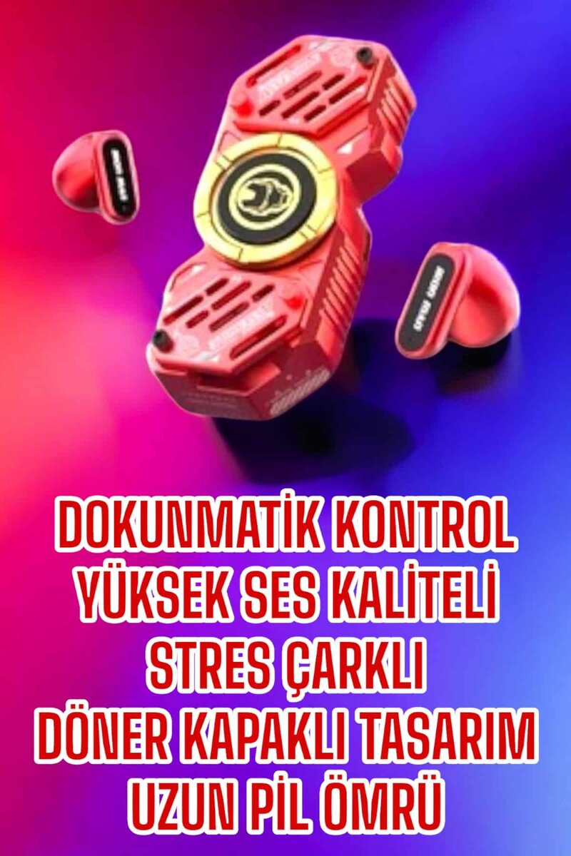 Kırmızı Kablosuz Bluetooth Kulaklık Stres Çarklı Oyuncu Kulaklığı Kırmızı Kablosuz Bluetooth Kulaklık Stres Çarklı Oyuncu Kulaklığı