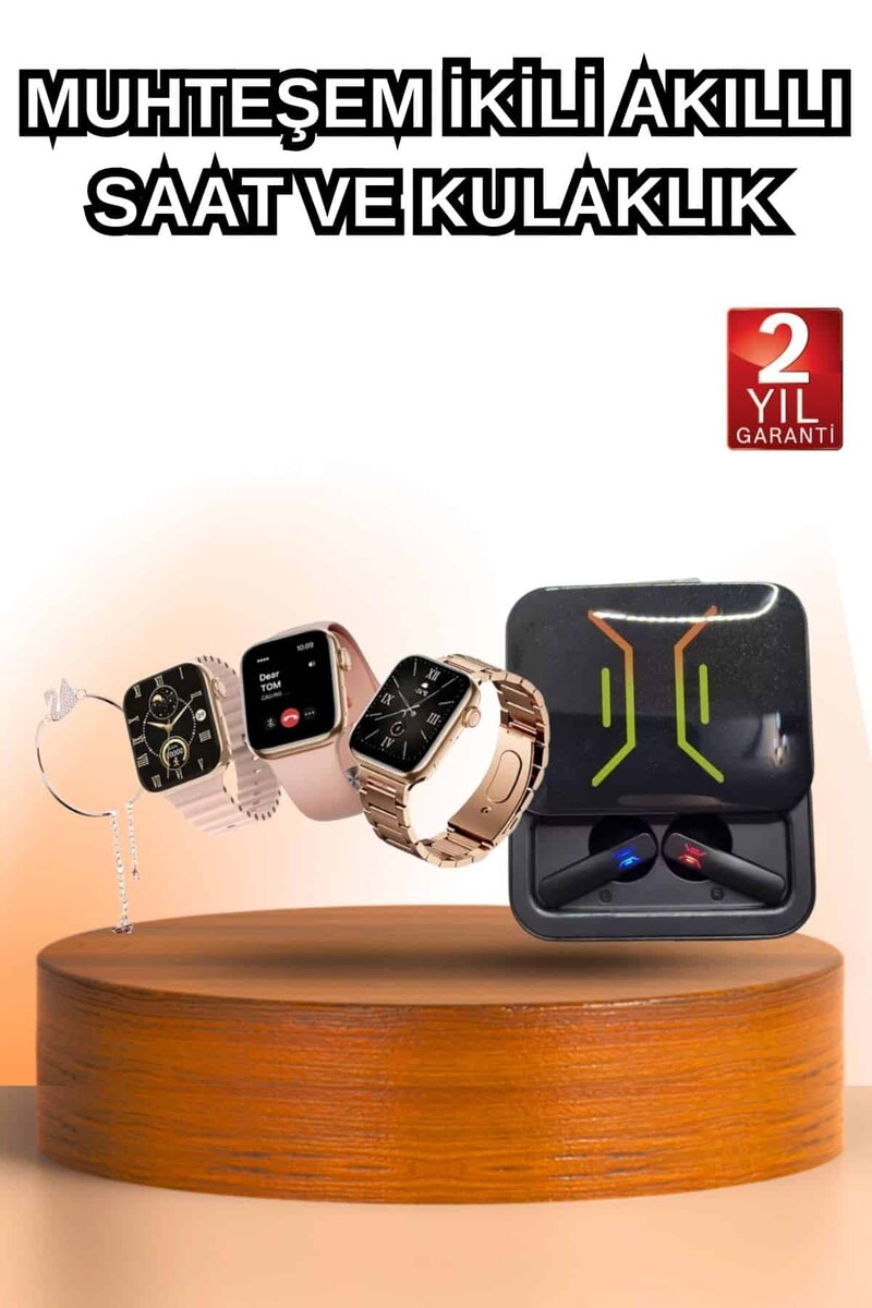 Wireless Şarjlı Akıllı Saat ve Dijital Göstergeli Kablosuz Bluetooth Kulaklık Nabız Ölçer Wireless Şarjlı Akıllı Saat ve Dijital Göstergeli Kablosuz Bluetooth Kulaklık Nabız Ölçer