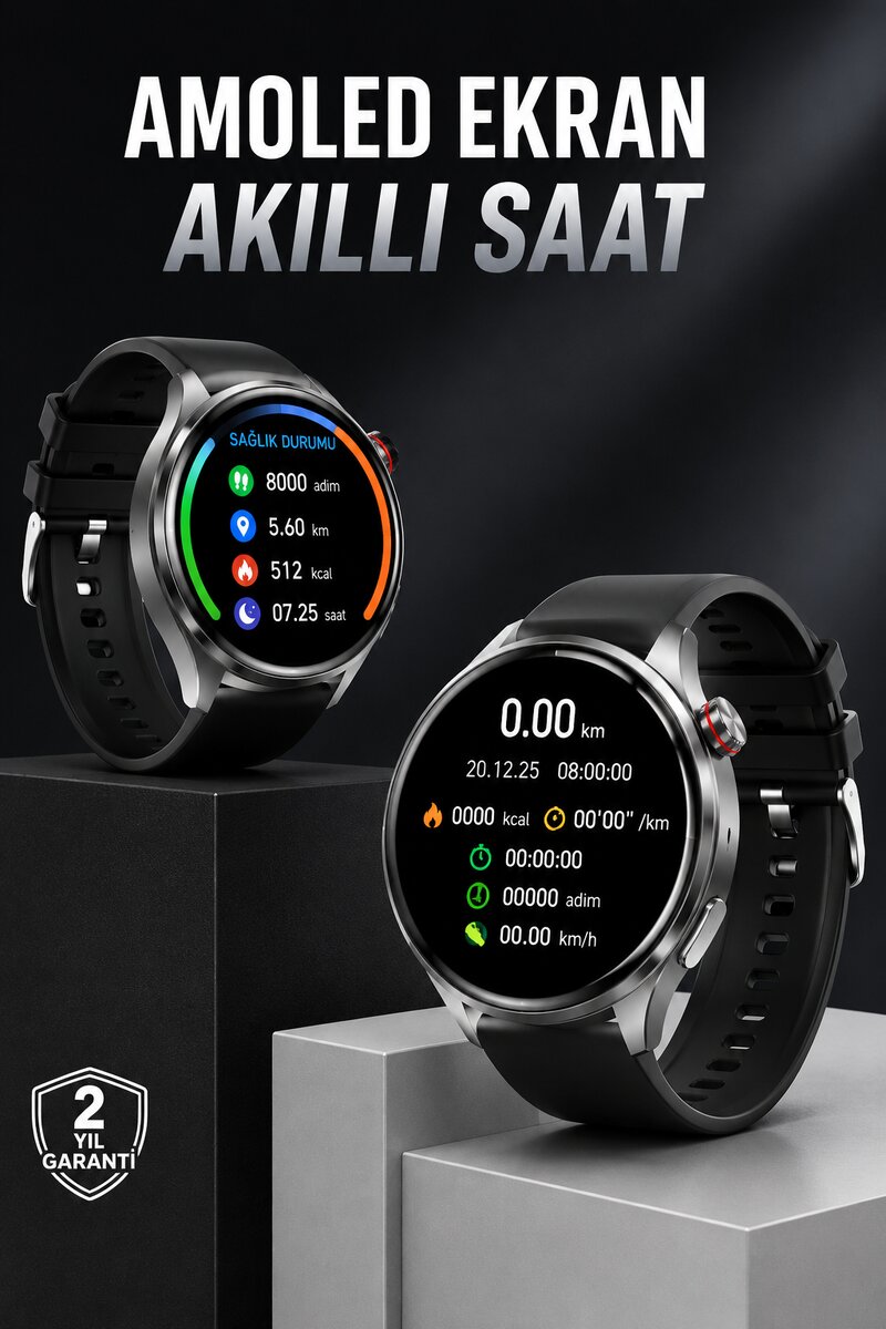 Akıllı Saat Bluetooth Bağlantılı Amoled Ekran Uyku ve Sağlık Takibi