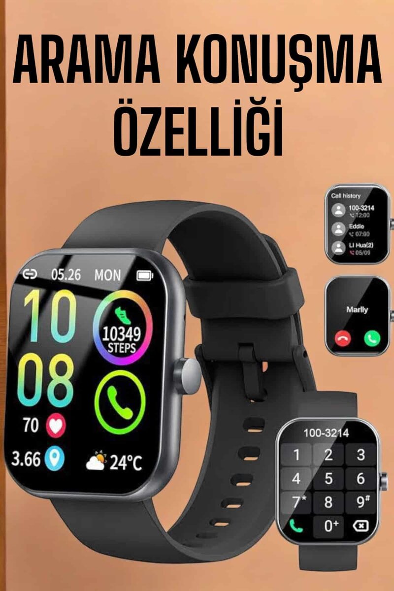 Akıllı Saat Tema Değiştirme Bluetooth Bağlantılı Arama Cevaplayan Akıllı Saat Tema Değiştirme Bluetooth Bağlantılı Arama Cevaplayan