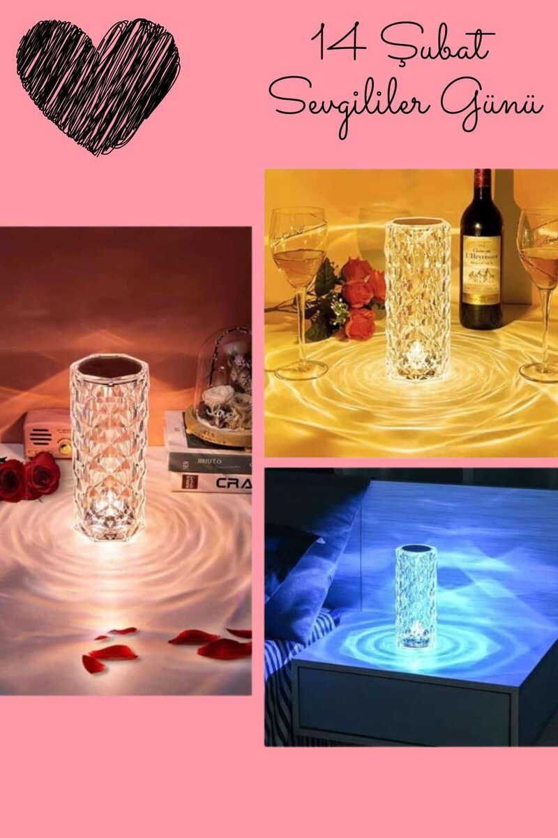 Sevgililer Gününe Özel Romantik Kristal Gece Lambası Sevgiliye Hediye Sevgililer Gününe Özel Romantik Kristal Gece Lambası Sevgiliye Hediye