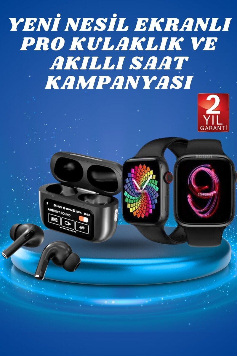Ekranlı Yeni Nesil Pro Kulaklık ve Akıllı Saat Kampanyası Kulak İçi Mikrofonlu Ekranlı Yeni Nesil Pro Kulaklık ve Akıllı Saat Kampanyası Kulak İçi Mikrofonlu