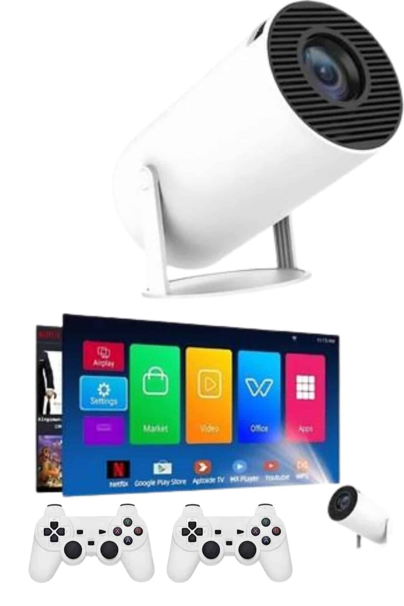 Projeksiyon Cihazı Video Oyun Konsolu Projektör Taşınabilir Ayaklı Çift Kollu 4K Çözünürlüklü Projeksiyon Cihazı Video Oyun Konsolu Projektör Taşınabilir Ayaklı Çift Kollu 4K Çözünürlüklü