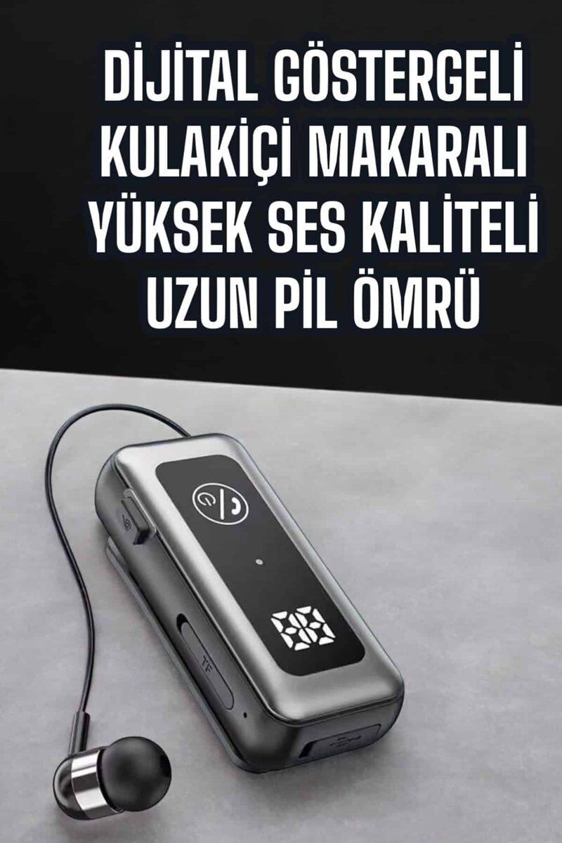 Kablolu Makaralı Bluetooth Kulaklık Uzun Pil Ömrü Dijital Göstergeli Kablolu Makaralı Bluetooth Kulaklık Uzun Pil Ömrü Dijital Göstergeli