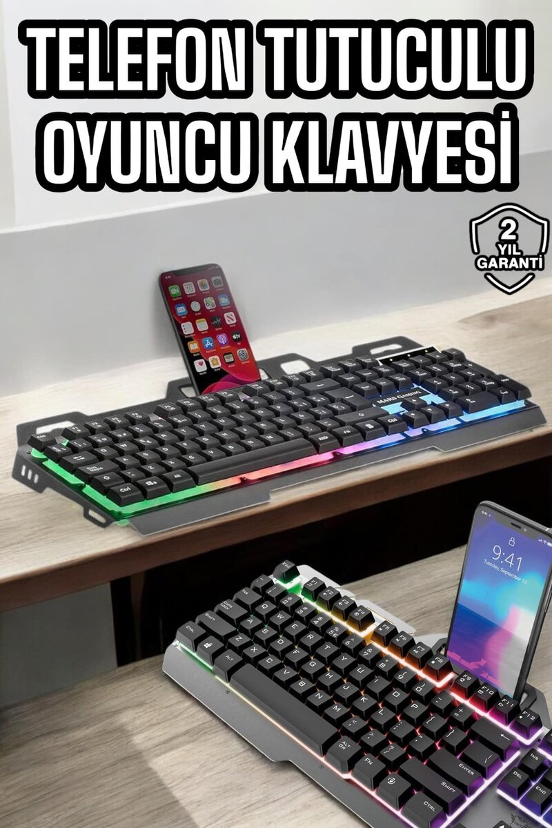 Oyuncu Klavyesi Q Klavye RGB Işıklı Mouse Hediyeli Oyuncu Klavyesi Q Klavye RGB Işıklı Mouse Hediyeli