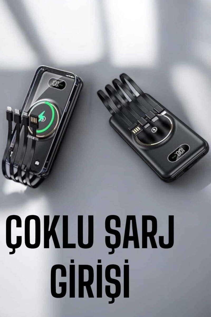 Hızlı Şarj Dijital Göstergeli Powerbankli Çoklu Şarj Özelliği Hızlı Şarj Dijital Göstergeli Powerbankli Çoklu Şarj Özelliği