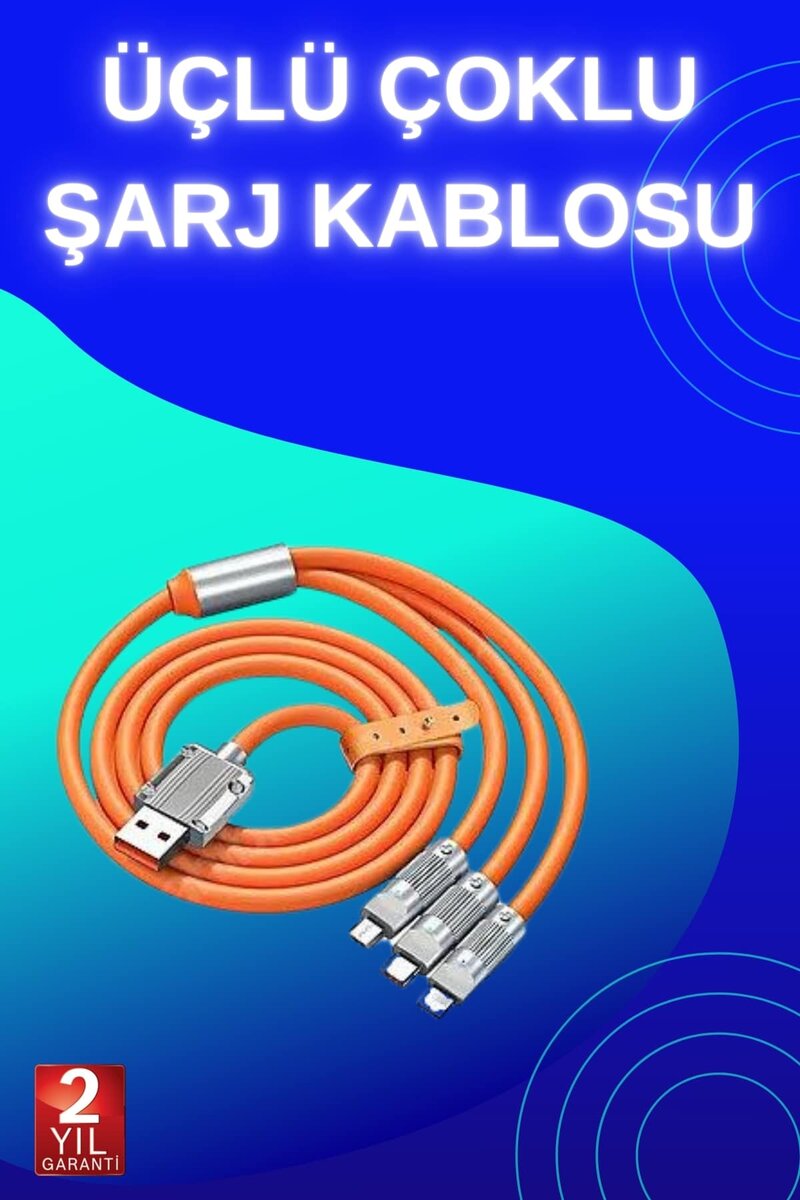 3 İn 1 Süper Hızlı Şarj Kablosu Android ve İOS Uyumlu Silikon Şarj Kablosu 3 İn 1 Süper Hızlı Şarj Kablosu Android ve İOS Uyumlu Silikon Şarj Kablosu