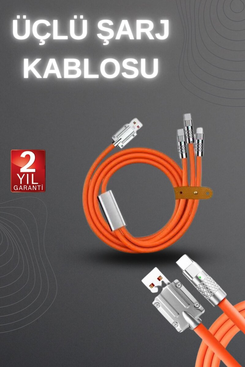 120W Hızlı Şarj Kablosu Turuncu Yüksek Güç Kapasitesi Çoklu Şarj Girişi 120W Hızlı Şarj Kablosu Turuncu Yüksek Güç Kapasitesi Çoklu Şarj Girişi
