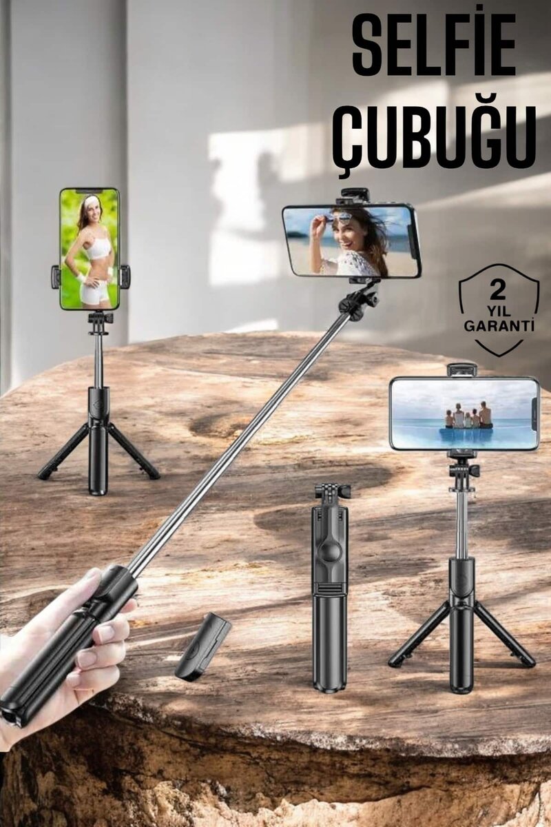 Kumandalı Tripod Telefon Tutucu Selfie Çubuğu 360 Derece Dönebilen Kumandalı Tripod Telefon Tutucu Selfie Çubuğu 360 Derece Dönebilen