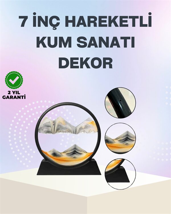 Zihin Açıcı Kum Manzarası – 3D Dinamik Kum Tablosu, Dekoratif, Dönüştükçe Yenilenen Sakinleştirici Sanat Eseri