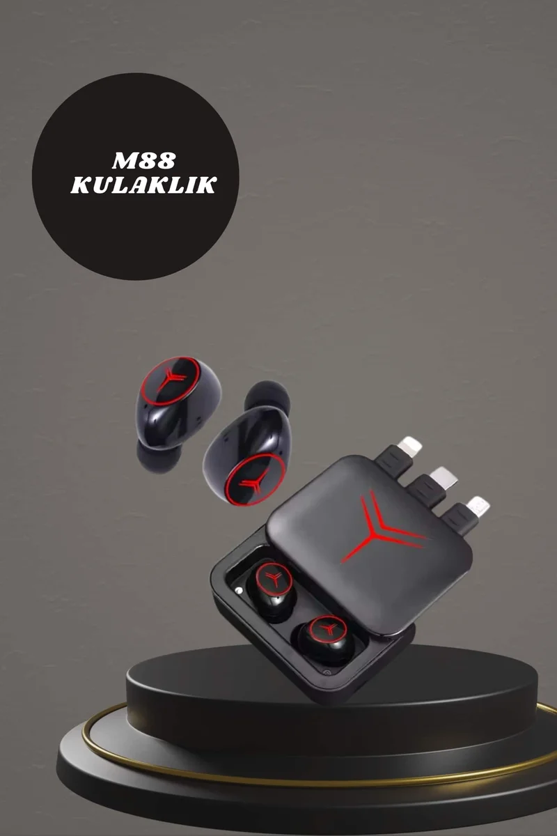 Dijital Göstergeli Powerbank Kablosuz Kulaklık ve 7 Kordonlu Yeni Nesil Akıllı Saat Dokunmatik Kontrol