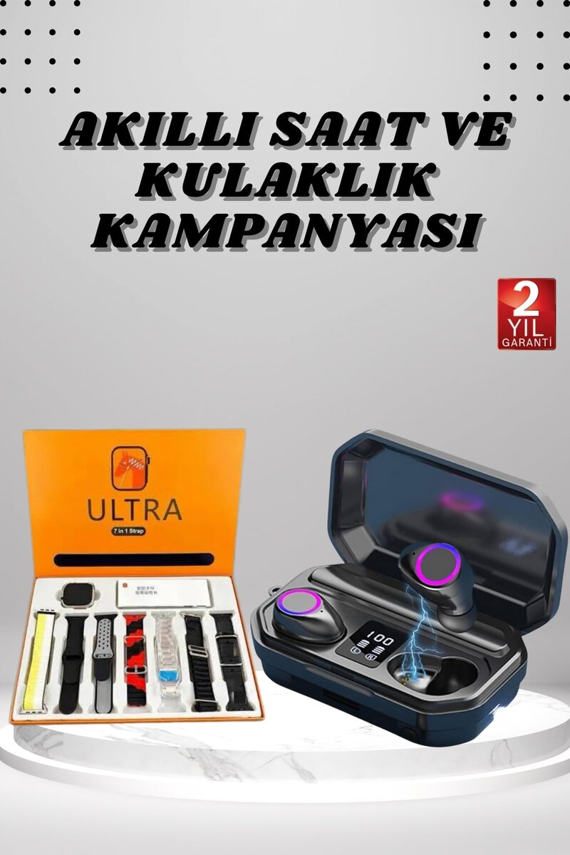 Yeni Nesil Akıllı Saat ve Bluetooth Kulaklık Kampanyası Dijital Göstergeli Powerbankli Yeni Nesil Akıllı Saat ve Bluetooth Kulaklık Kampanyası Dijital Göstergeli Powerbankli