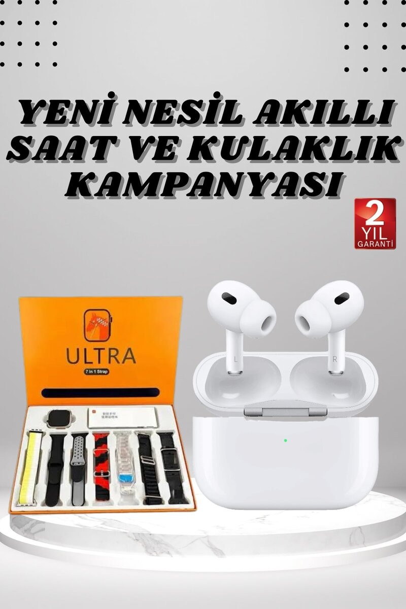 7 Kordonlu Akıllı Saat Ve Yeni Nesil Kulaklık Dokunmatik Ekran Android ve İOS Uyumlu 7 Kordonlu Akıllı Saat Ve Yeni Nesil Kulaklık Dokunmatik Ekran Android ve İOS Uyumlu