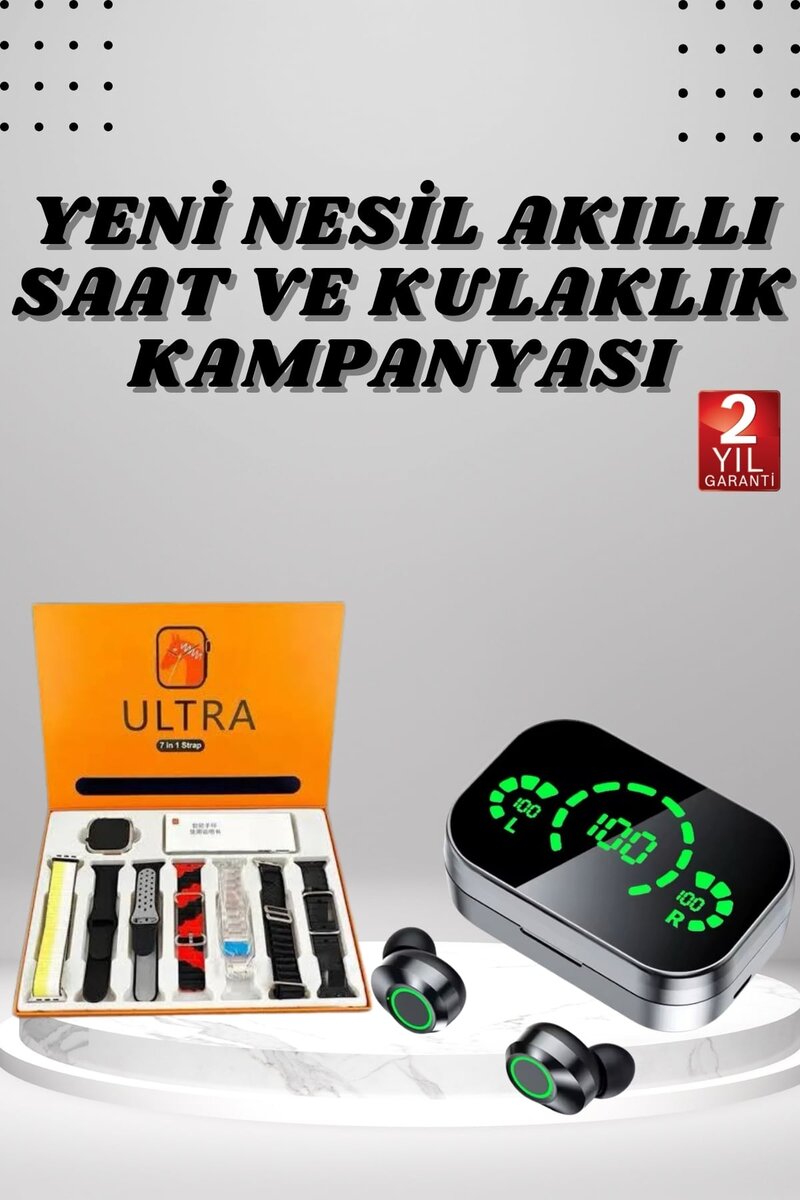 7 Kordonlu Akıllı Saat Ve Aynalı Bluetooth Kulaklık Powerbank Dijital Göstergeli 7 Kordonlu Akıllı Saat Ve Aynalı Bluetooth Kulaklık Powerbank Dijital Göstergeli