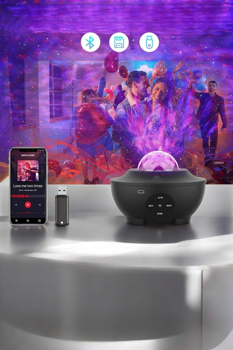Çocuklara Özel Şarjlı Bluetooth Hoparlör Parti Led Lambası Yıldızlı Projeksiyon Çocuklara Özel Şarjlı Bluetooth Hoparlör Parti Led Lambası Yıldızlı Projeksiyon