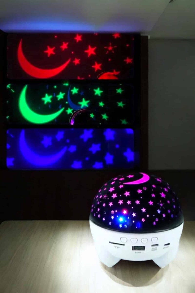 Gece Lambası Projeksiyon Görünümlü Şarjlı Yıldızlı Yuvarlak Gece Lambası Projeksiyon Görünümlü Şarjlı Yıldızlı Yuvarlak