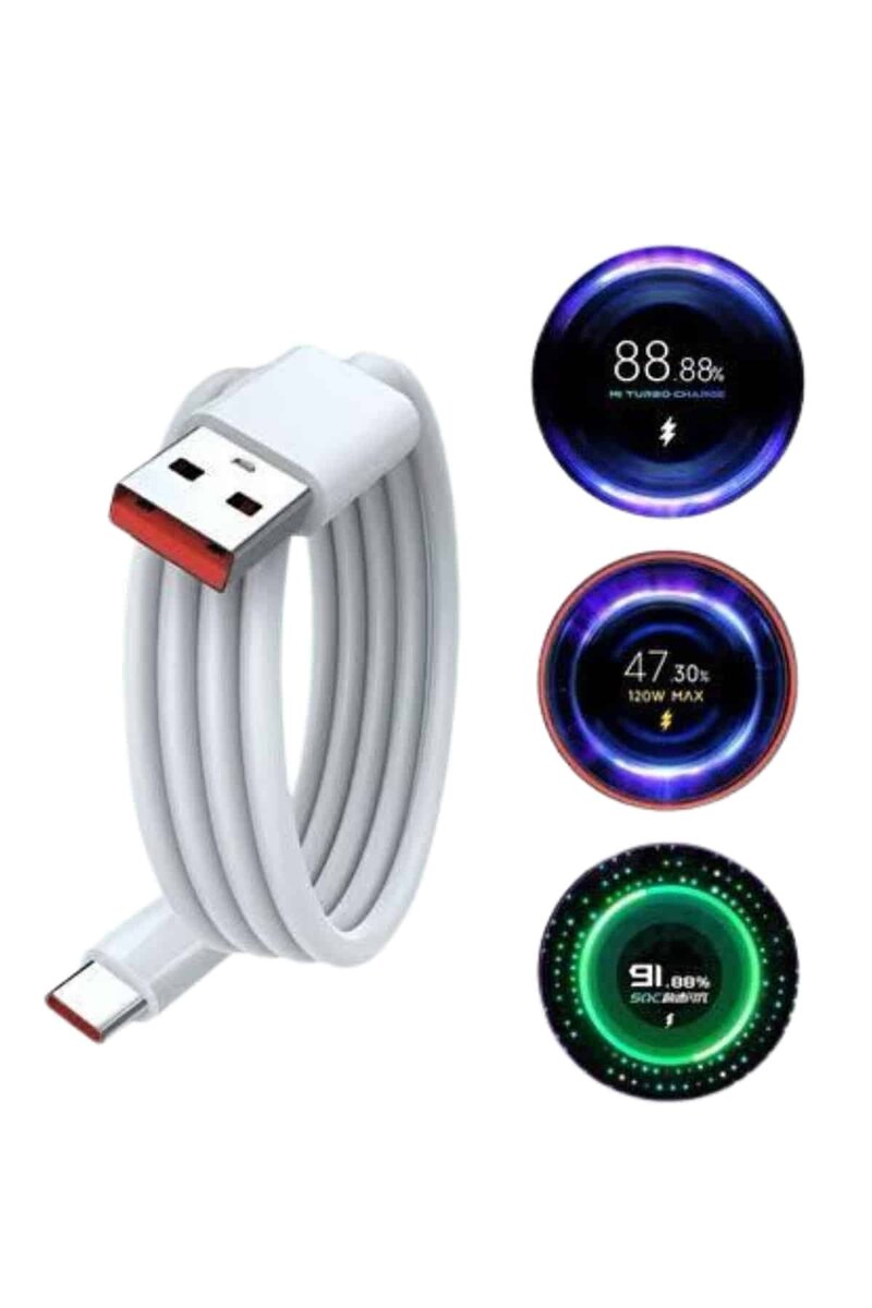 Type C Yüksek Hızlı Şarj Aleti Beyaz 120W Ultra Uzun Ömürlü Type C Yüksek Hızlı Şarj Aleti Beyaz 120W Ultra Uzun Ömürlü