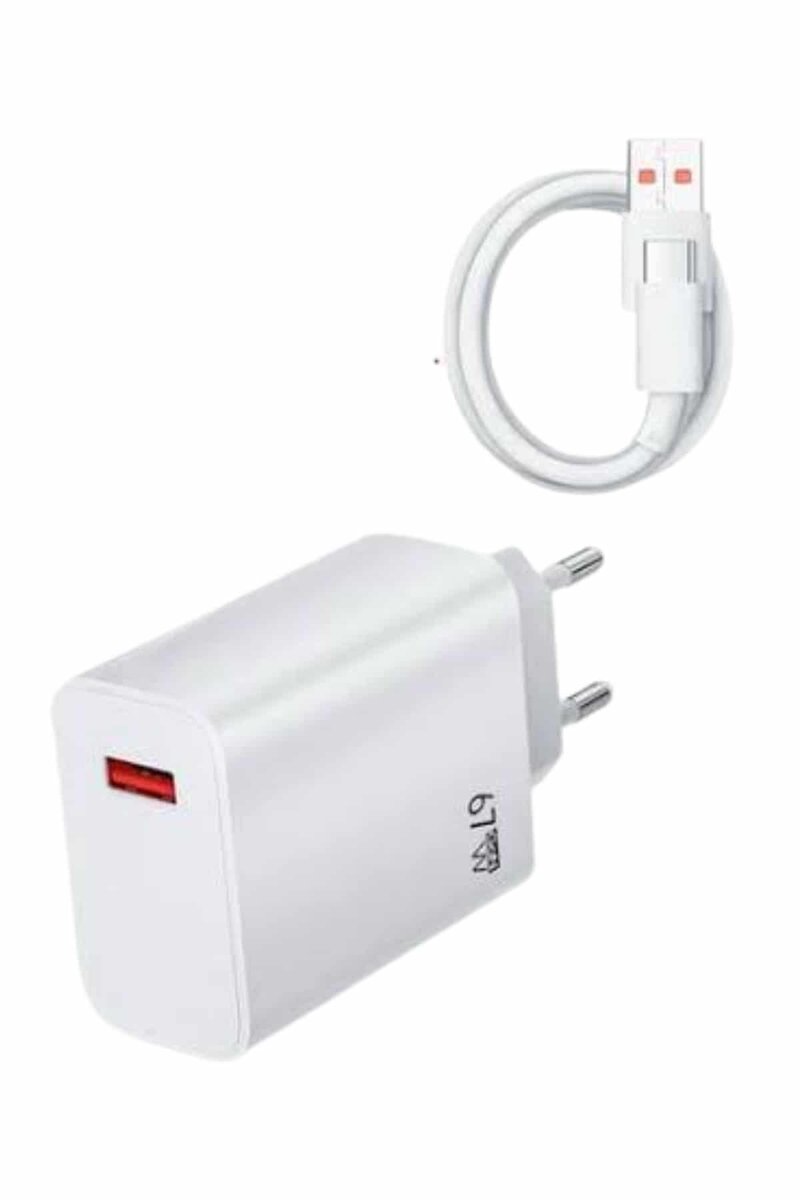 Beyaz Ultra Plus Hızlı Şarj Seti Şarj Adaptörü ve Kablosu 67W
