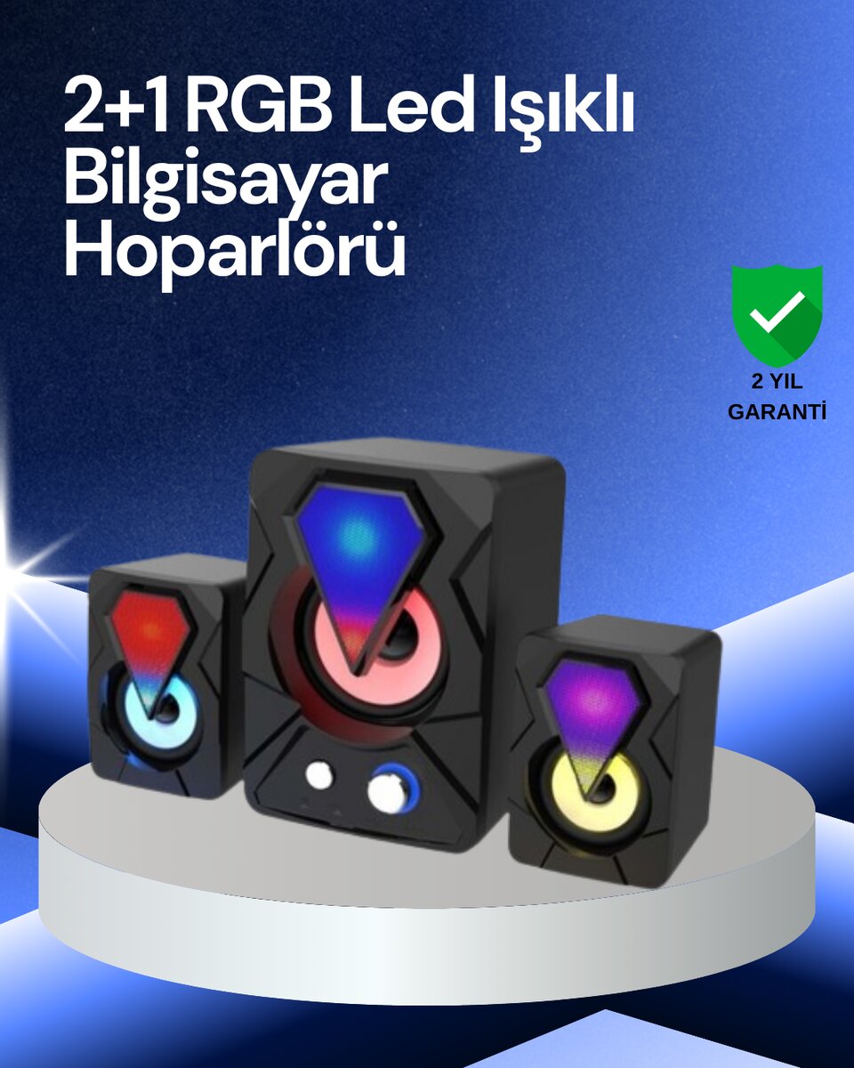 RGB LED Işıklı 2.1 USB Oyun Hoparlörü Derin Bas ve Net Ses RGB LED Işıklı 2.1 USB Oyun Hoparlörü Derin Bas ve Net Ses