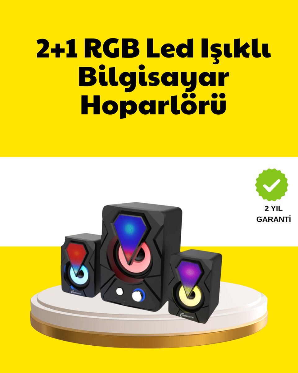 2.1 USB Bağlantılı Oyun Hoparlörü Renkli LED Işıklı 2.1 USB Bağlantılı Oyun Hoparlörü Renkli LED Işıklı