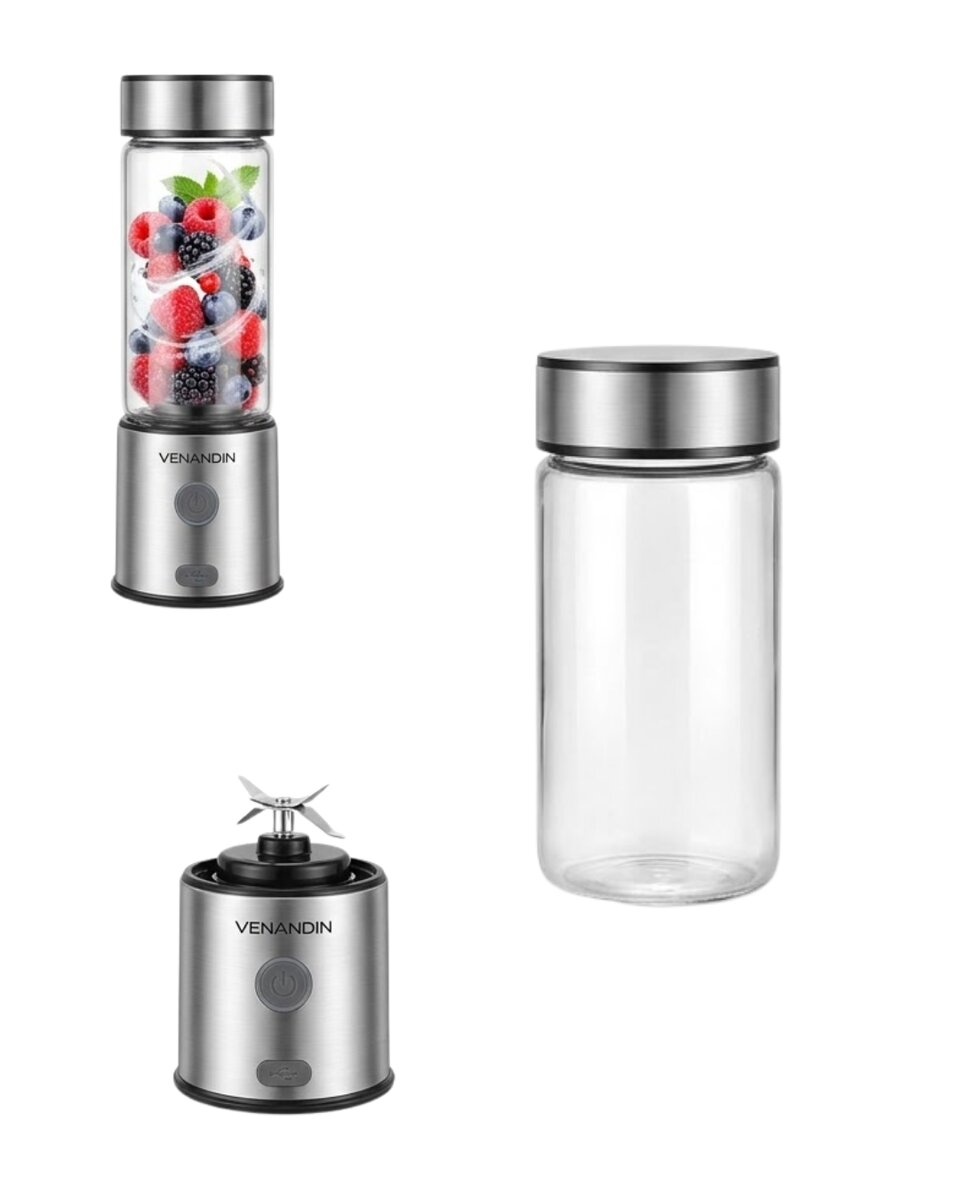 Taşınabilir Cam Blender 450 ml 350 ml Çift Hazneli Smoothie Blender