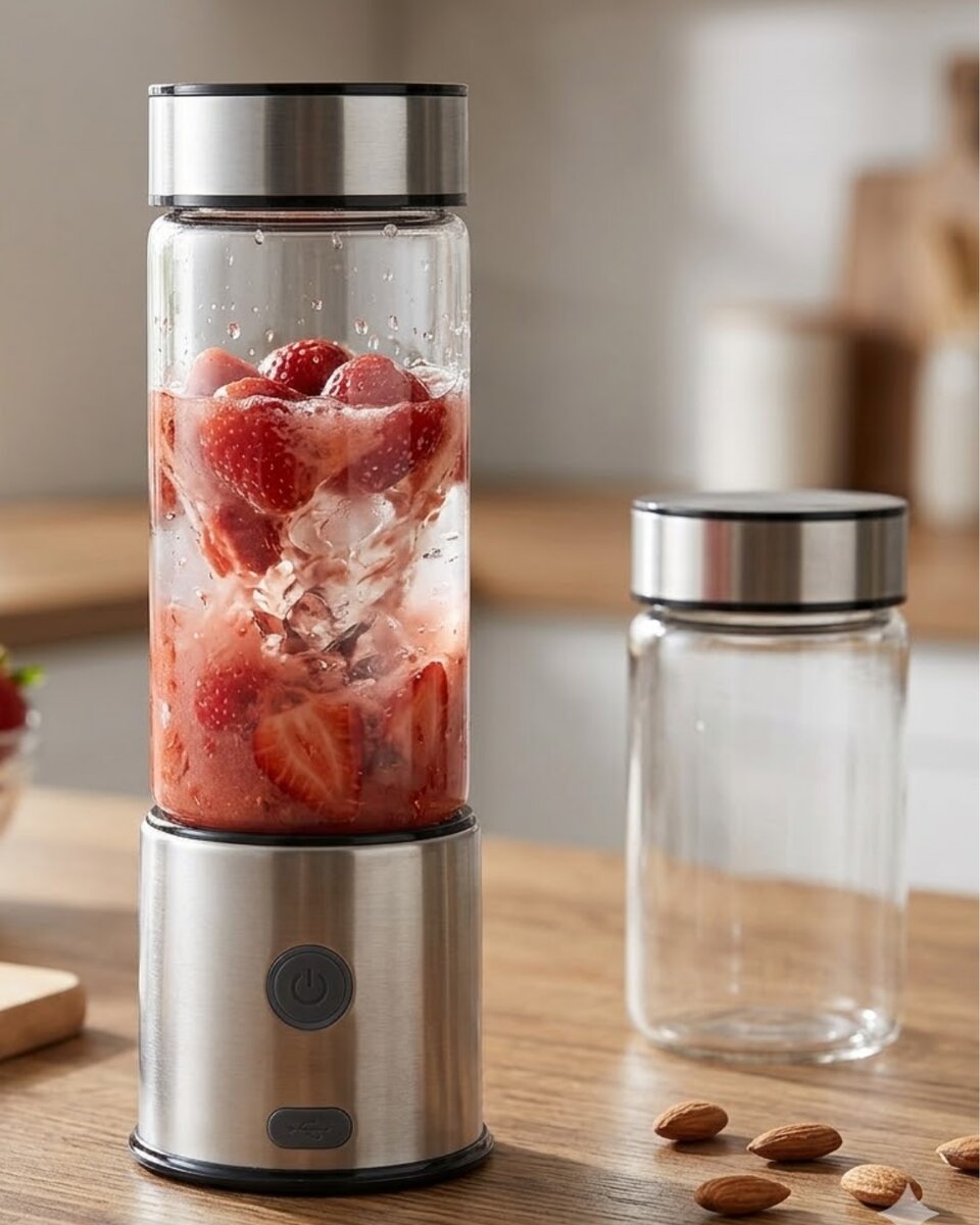 USB Type C Şarjlı Cam Blender 6 Bıçaklı Smoothie ve Shake Blender USB Type C Şarjlı Cam Blender 6 Bıçaklı Smoothie ve Shake Blender