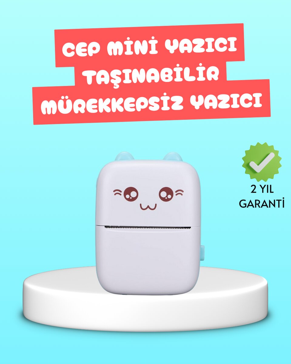 Mini Termal Yazıcı Kablosuz Taşınabilir Bluetooth Bağlantılı 200 DPI Mini Termal Yazıcı Kablosuz Taşınabilir Bluetooth Bağlantılı 200 DPI