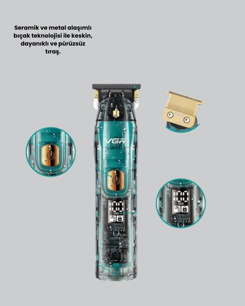 VGR V-695 Şarjlı Saç Sakal Tıraş Makinesi 2600mAh Batarya ve Kılavuz Taraklı VGR V-695 Şarjlı Saç Sakal Tıraş Makinesi 2600mAh Batarya ve Kılavuz Taraklı