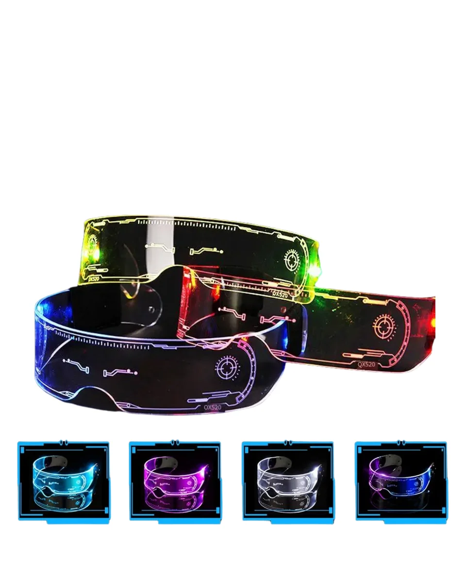Aydınlatmalı LED Parti Gözlüğü Çok Renkli Modlu Cyberpunk Tasarım Aydınlatmalı LED Parti Gözlüğü Çok Renkli Modlu Cyberpunk Tasarım