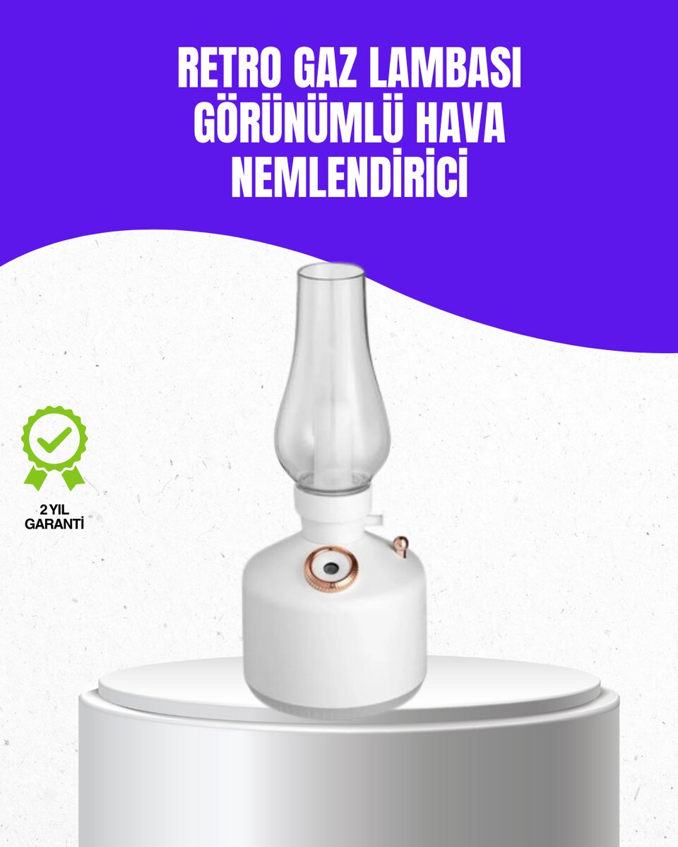 Retro Gaz Lambası Görünümlü Ledli Buhar Püskürtücü Aroma Difüzör Retro Gaz Lambası Görünümlü Ledli Buhar Püskürtücü Aroma Difüzör