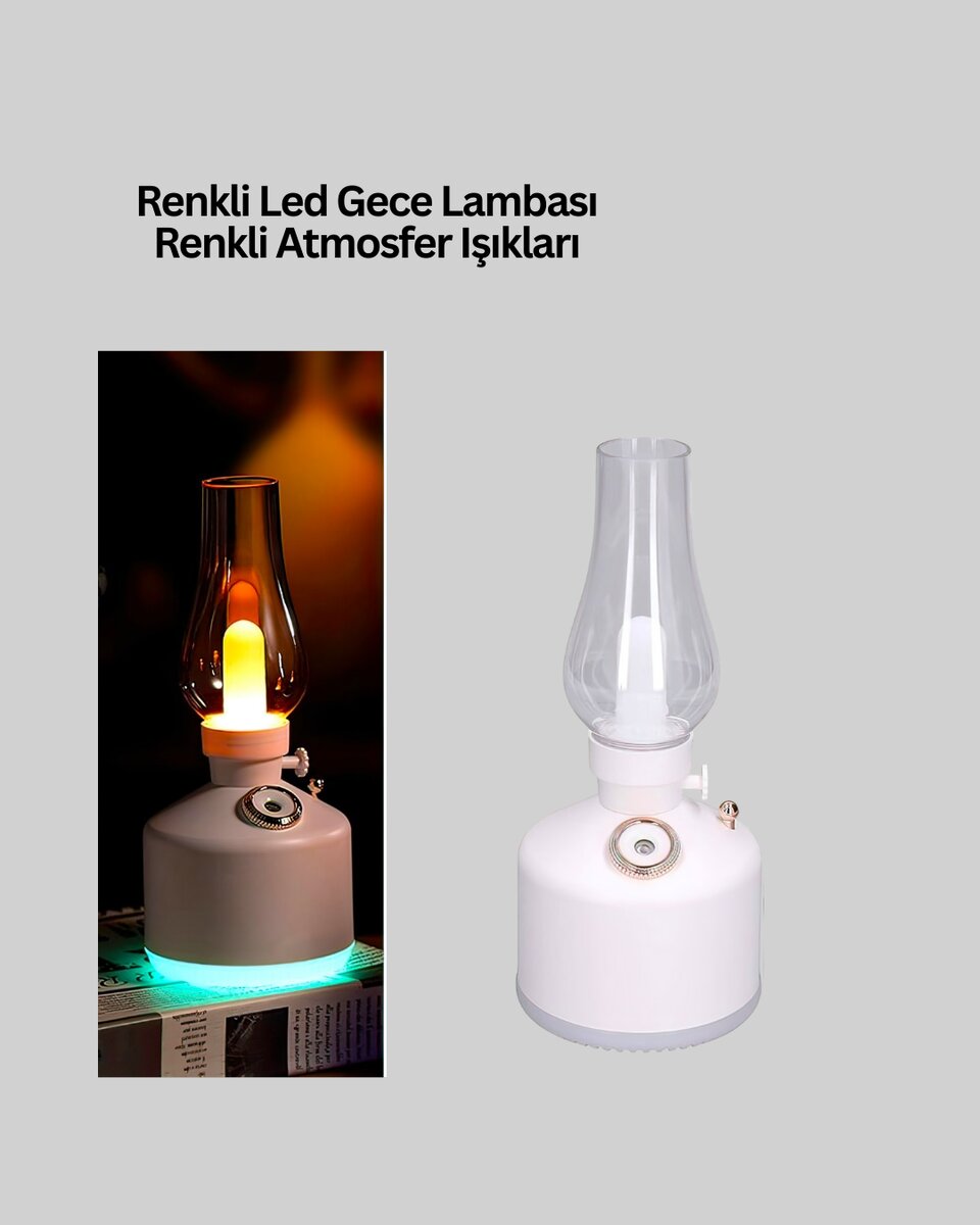Retro Gaz Lambası Görünümlü Ledli Buhar Püskürtücü Aroma Difüzör Retro Gaz Lambası Görünümlü Ledli Buhar Püskürtücü Aroma Difüzör