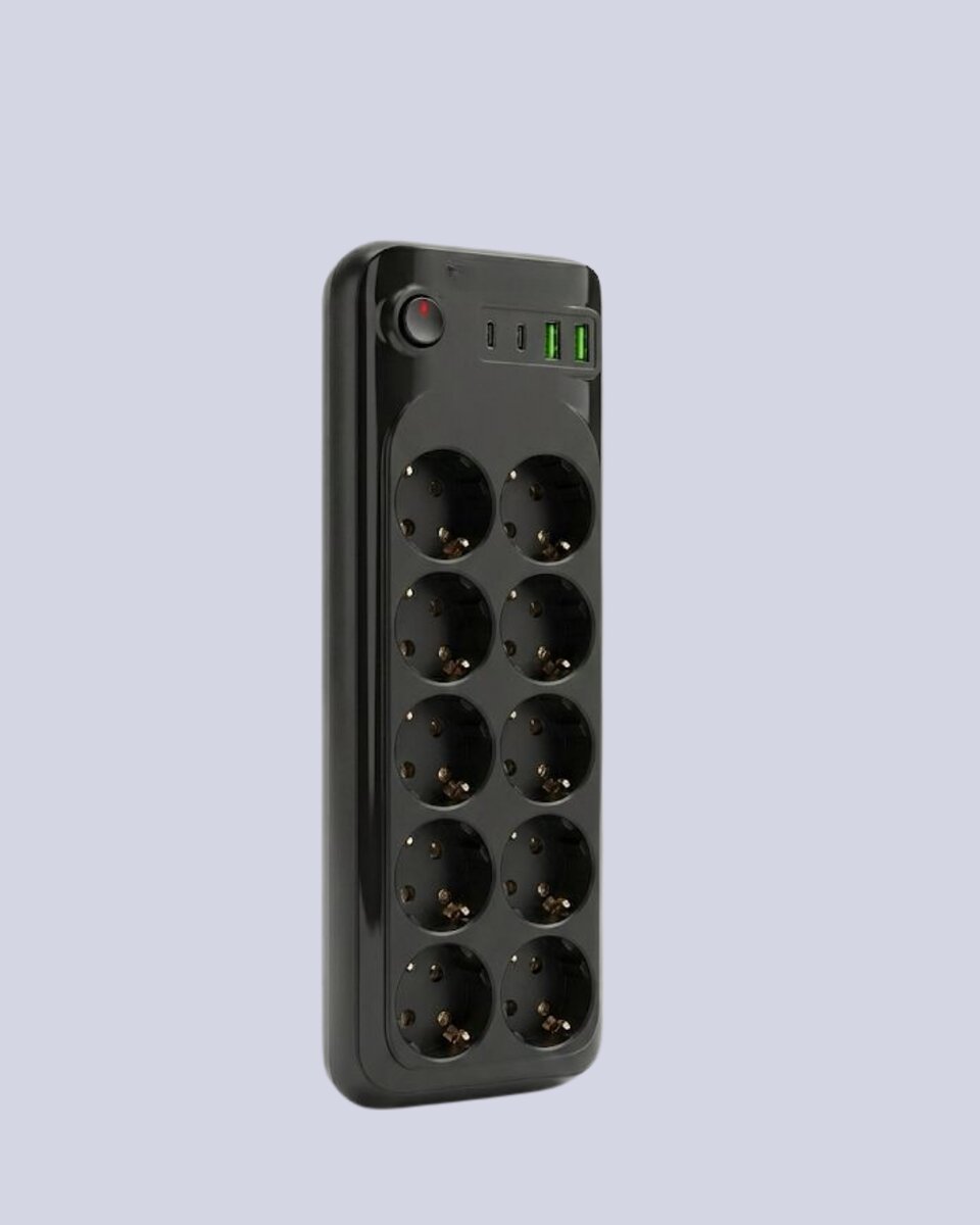 USB Type-C Destekli 10’lu Grup Priz Termal Korumalı 2m Kablo 2500W USB Type-C Destekli 10’lu Grup Priz Termal Korumalı 2m Kablo 2500W