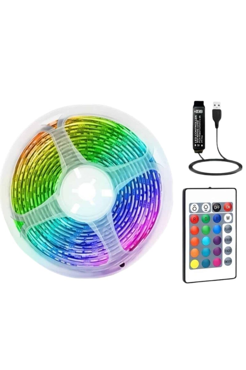 RGB Şerit Led 10 Metre Led Işık Kumanda ile Kontrol RGB RGB Şerit Led 10 Metre Led Işık Kumanda ile Kontrol RGB