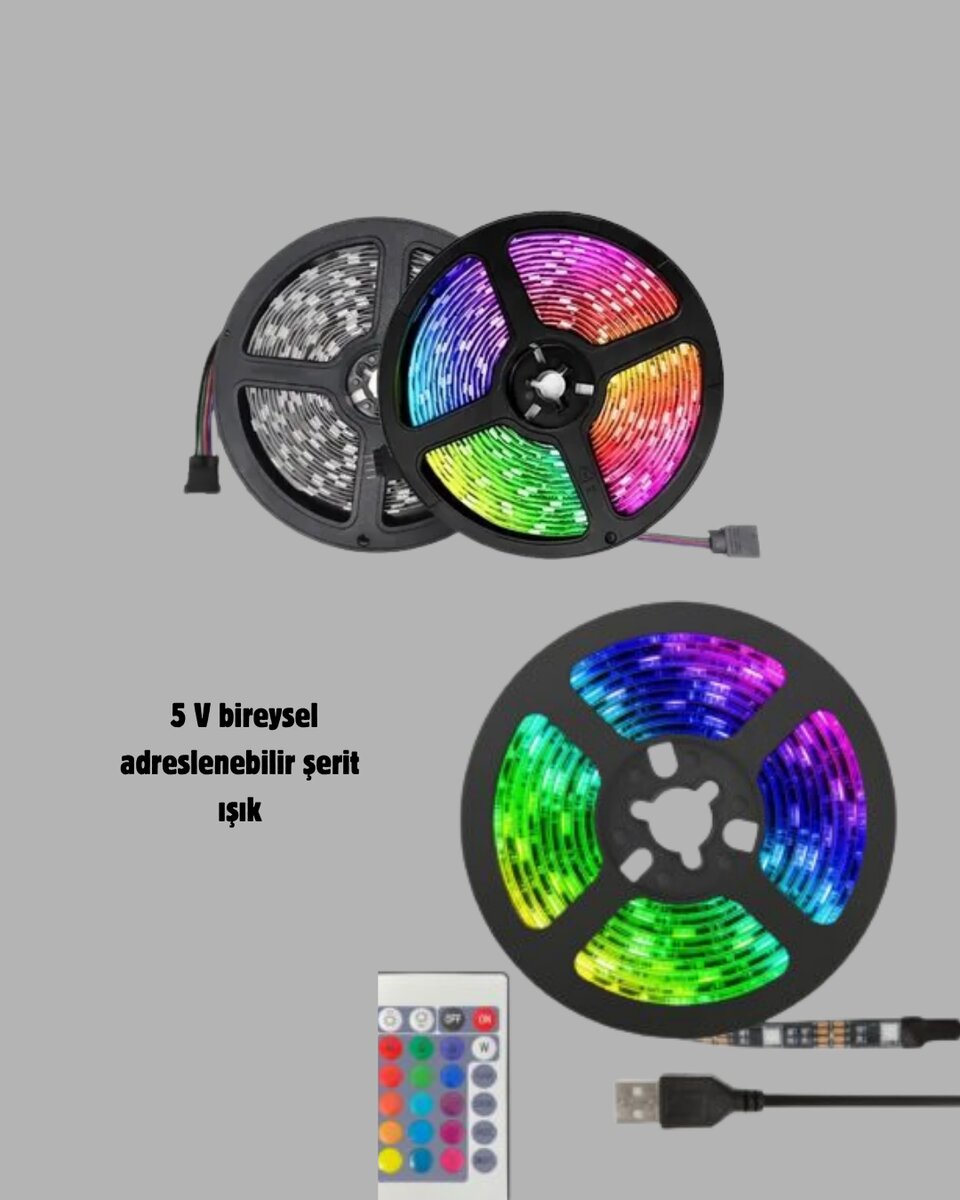 RGB Smart Şerit LED – TV Arkası ve Dekoratif Alanlar İçin Işık Şeridi RGB Smart Şerit LED – TV Arkası ve Dekoratif Alanlar İçin Işık Şeridi