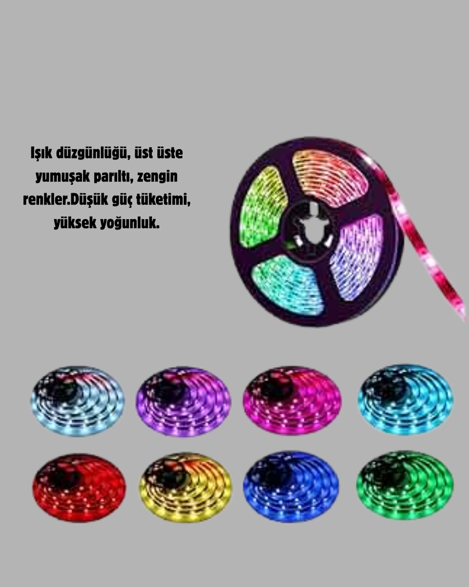 RGB Smart Şerit LED – TV Arkası ve Dekoratif Alanlar İçin Işık Şeridi RGB Smart Şerit LED – TV Arkası ve Dekoratif Alanlar İçin Işık Şeridi