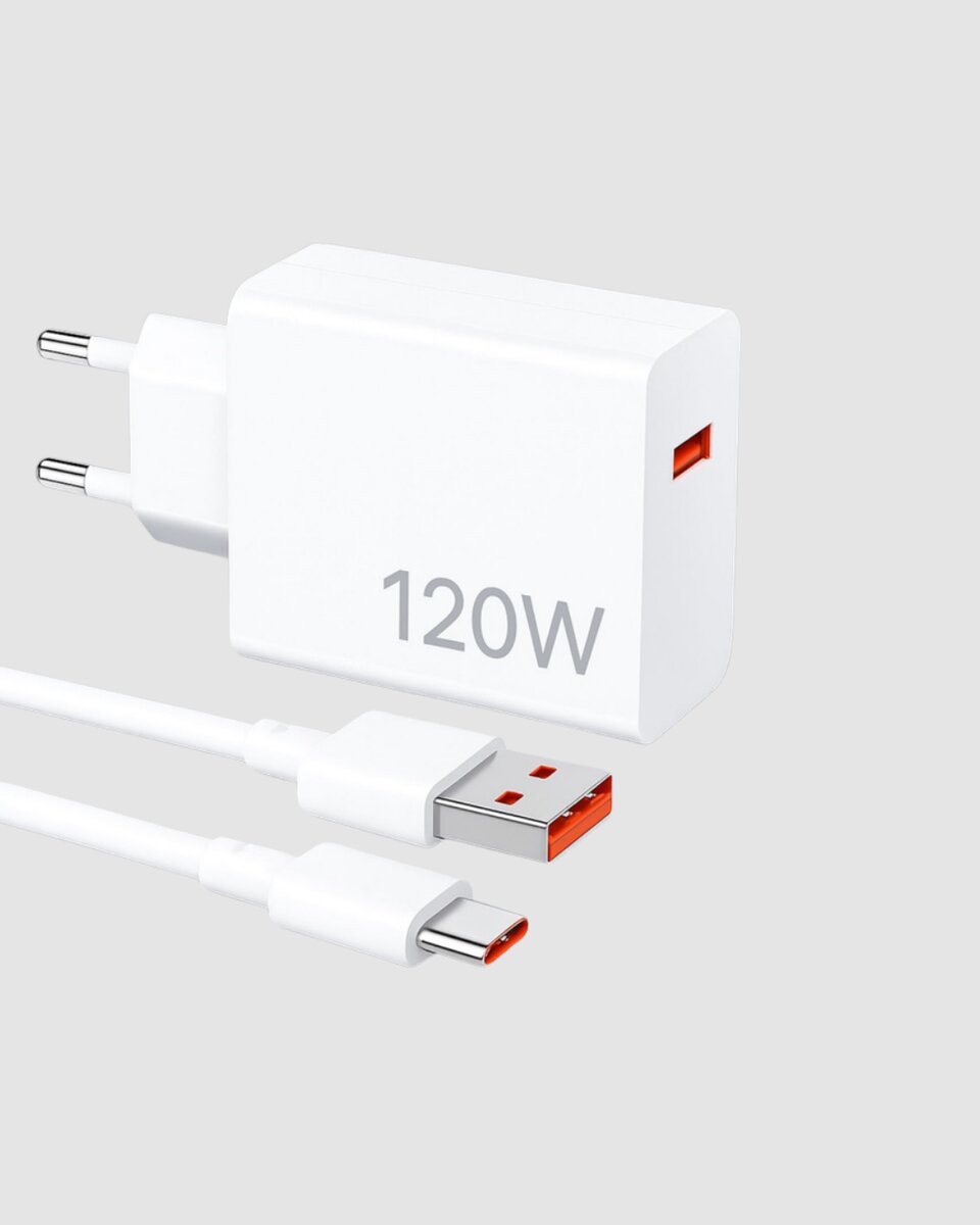 120W Süper Hızlı Şarj Adaptörü – Type-C Kablo Dahil, Yüksek Voltaj Korumalı