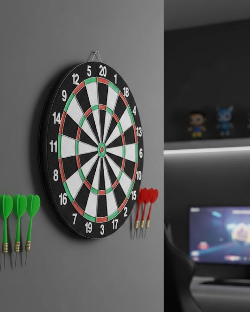 Kaliteli Ahşap Dart Tahtası 12 İnç 4 Dart Ok Seti Kaliteli Ahşap Dart Tahtası 12 İnç 4 Dart Ok Seti