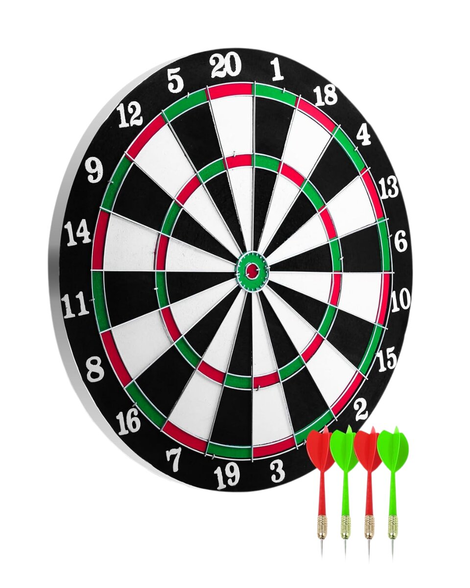 Kaliteli Ahşap Dart Tahtası 12 İnç 4 Adet Metal İğne Uçlu Ok Kaliteli Ahşap Dart Tahtası 12 İnç 4 Adet Metal İğne Uçlu Ok
